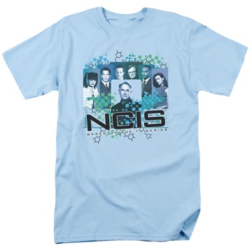 Light blue men's regular fit t-shirt with NCIS Cast graphic
