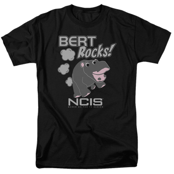 Black men's regular fit t-shirt with NCIS Bert Rocks graphic