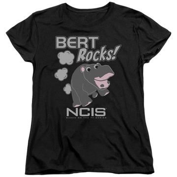 Black women's t-shirt with NCIS Bert Rocks graphic