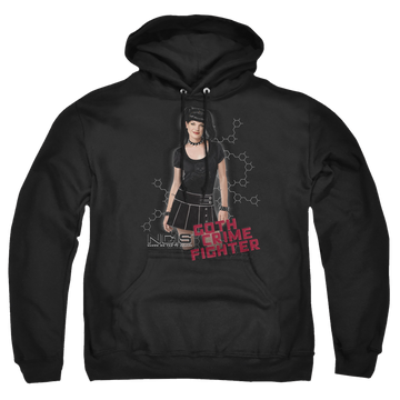 Black pullover hoodie with NCIS Goth Crime Fighter graphic