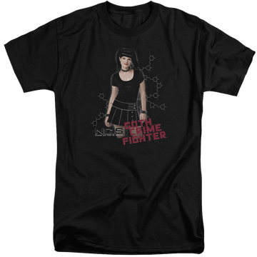 Black men's tall fit t-shirt with NCIS Goth Crime Fighter graphic