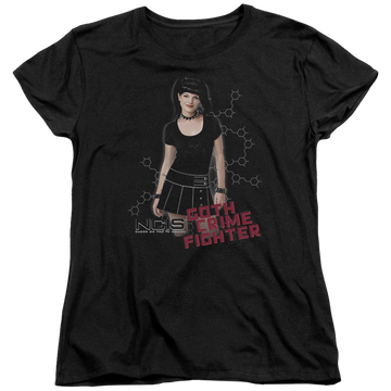 Black women's t-shirt with NCIS Goth Crime Fighter graphic