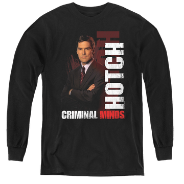 Black youth long sleeve t-shirt with Criminal Minds Hotch graphic