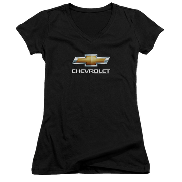 Chevrolet Chevy Bowtie Stacked - Juniors V-Neck T-Shirt Juniors V-Neck T-Shirt Chevrolet