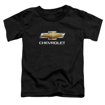 Black toddler t-shirt with Chevrolet Chevy Bowtie Stacked graphic