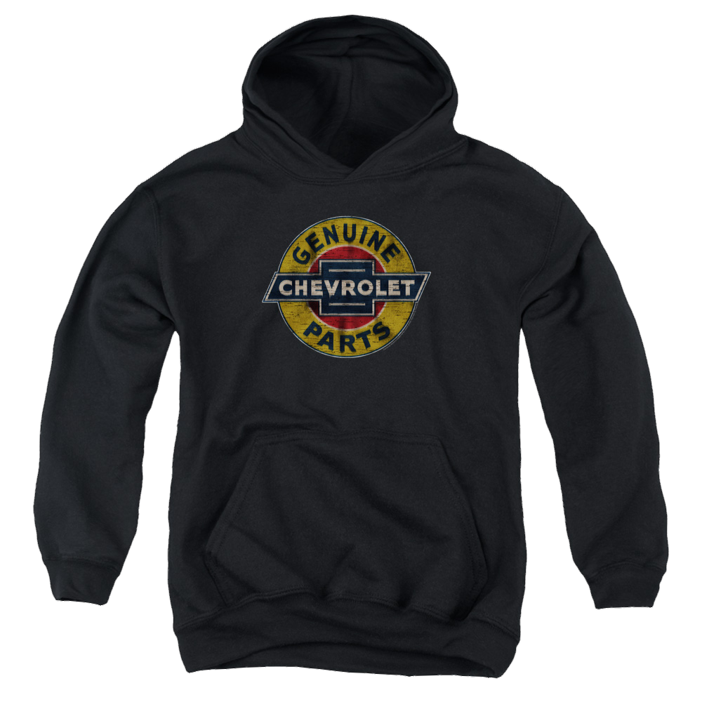 Chevrolet Genuine Chevy Parts Distressed Sign - Youth Hoodie (Ages 8-12) Youth Hoodie (Ages 8-12) Chevrolet
