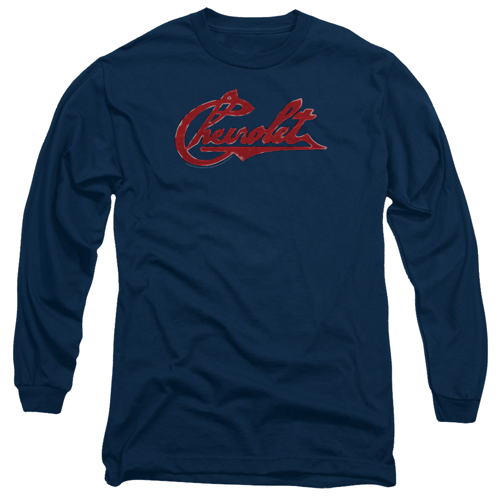 Chevrolet Chevrolet Script Distressed - Men's Long Sleeve T-Shirt Men's Long Sleeve T-Shirt Chevrolet