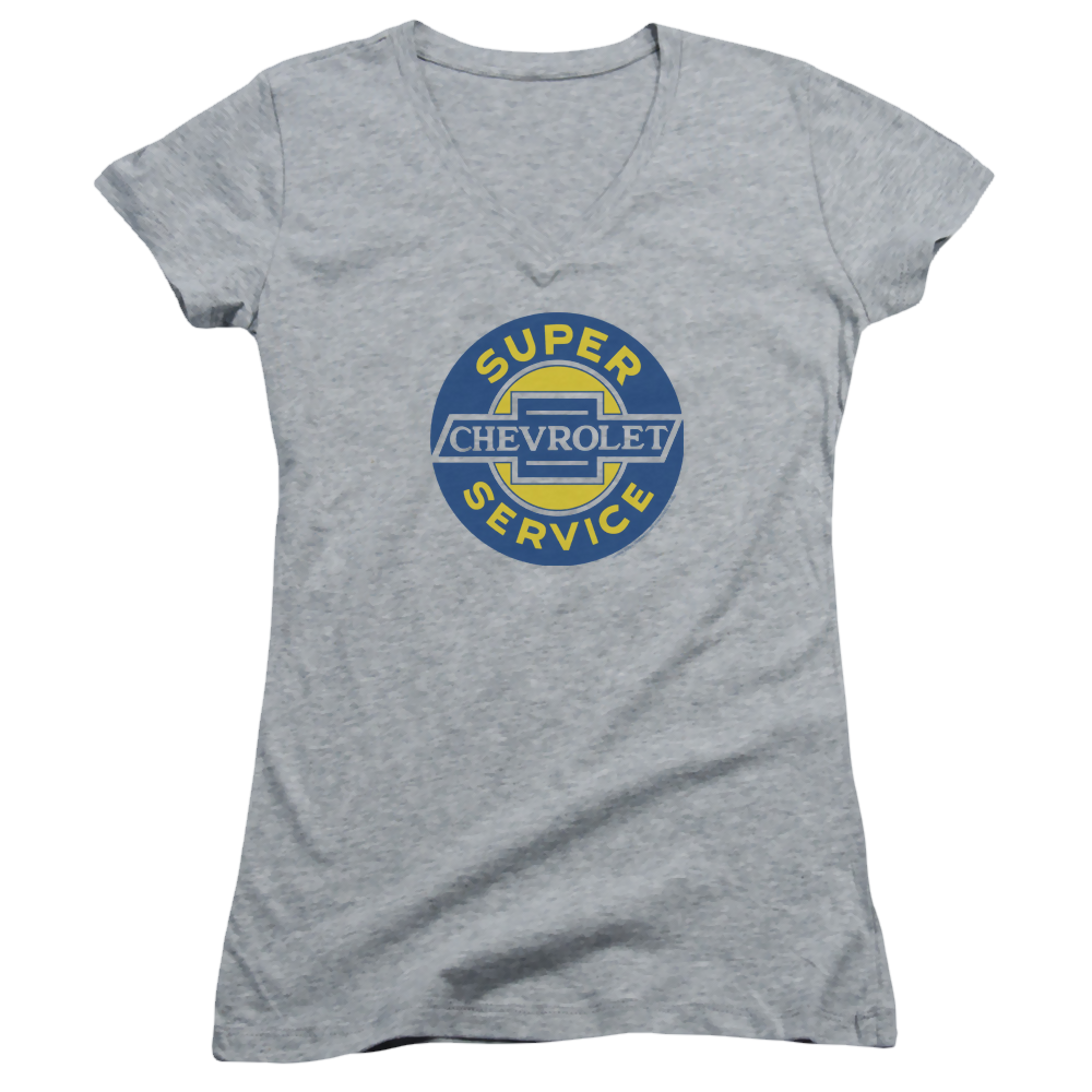 Chevrolet Chevy Super Service - Juniors V-Neck T-Shirt Juniors V-Neck T-Shirt Chevrolet