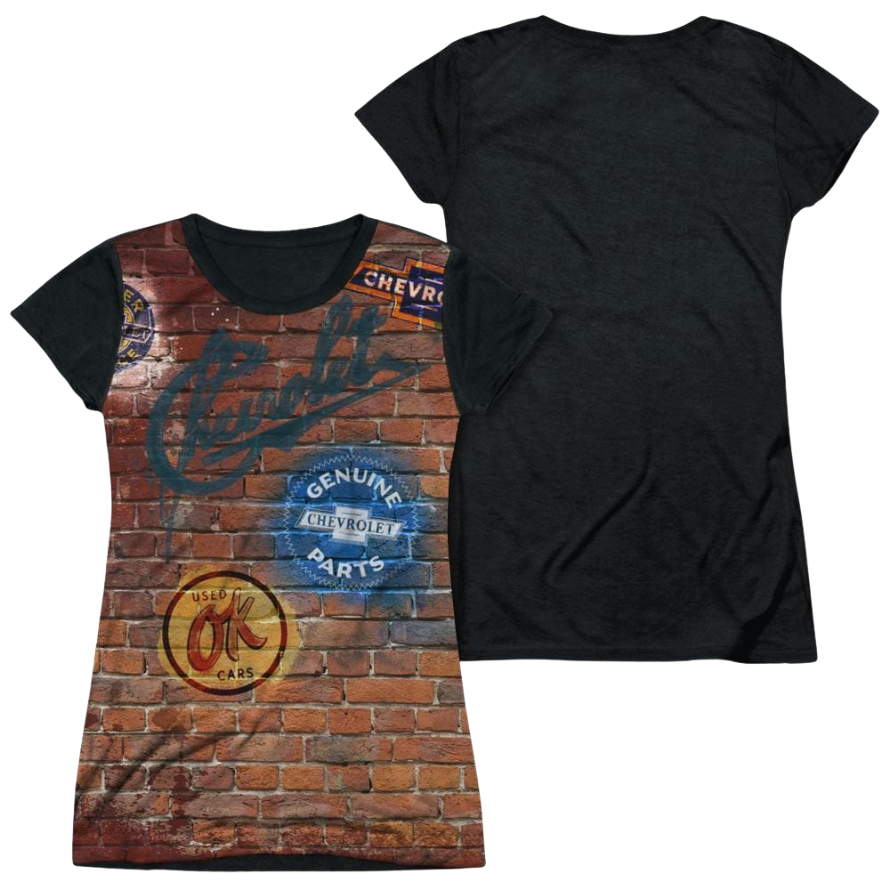 Chevrolet Chevy Shop Wall - Juniors Black Back T-Shirt Juniors Black Back T-Shirt Chevrolet