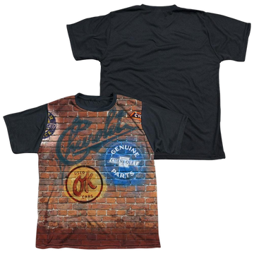 Chevrolet Chevy Shop Wall - Youth Black Back T-Shirt (Ages 8-12) Youth Black Back T-Shirt (Ages 8-12) Chevrolet