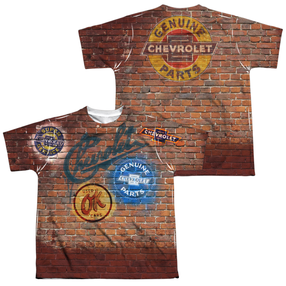 Chevrolet Chevy Shop Wall - Youth All-Over Print T-Shirt (Ages 8-12) Youth All-Over Print T-Shirt (Ages 8-12) Chevrolet
