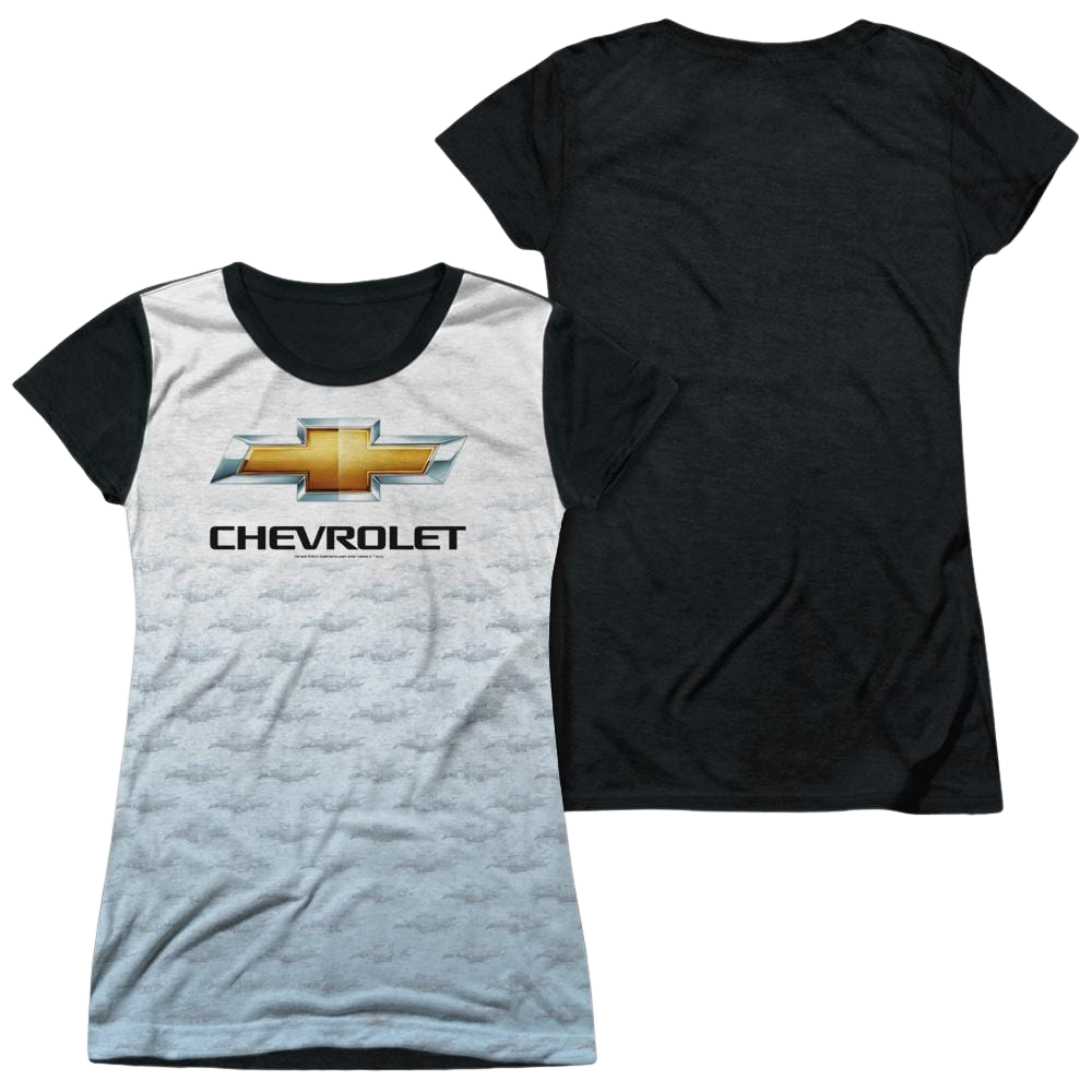 Chevrolet Logo Repeat - Juniors Black Back T-Shirt Juniors Black Back T-Shirt Chevrolet