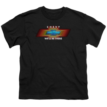 Black youth t-shirt for ages 8 to 12 with Chevrolet Chevy Well Be There Tv Spot graphic