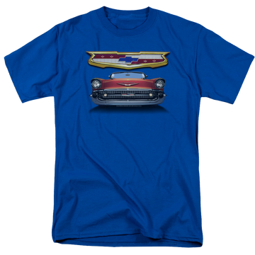 Royal men's regular fit t-shirt with Chevrolet 1957 Bel Air Grille graphic