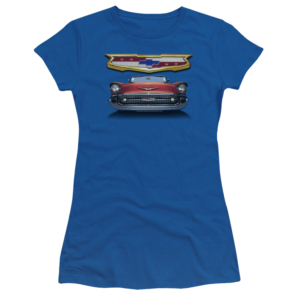 Chevrolet 1957 Bel Air Grille - Juniors T-Shirt Juniors T-Shirt Chevrolet