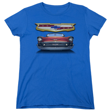 Royal women's t-shirt with Chevrolet 1957 Bel Air Grille graphic