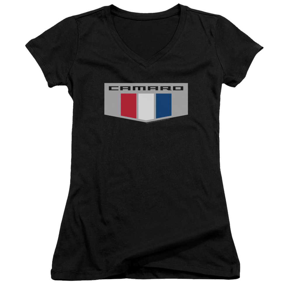 Chevrolet Chrome Emblem - Juniors V-Neck T-Shirt Juniors V-Neck T-Shirt Chevrolet