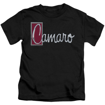 Black kid's t-shirt for ages 4 to 7 with Chevrolet Chrome Script graphic