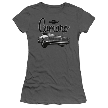 Charcoal juniors t-shirt with Chevrolet Script Car graphic