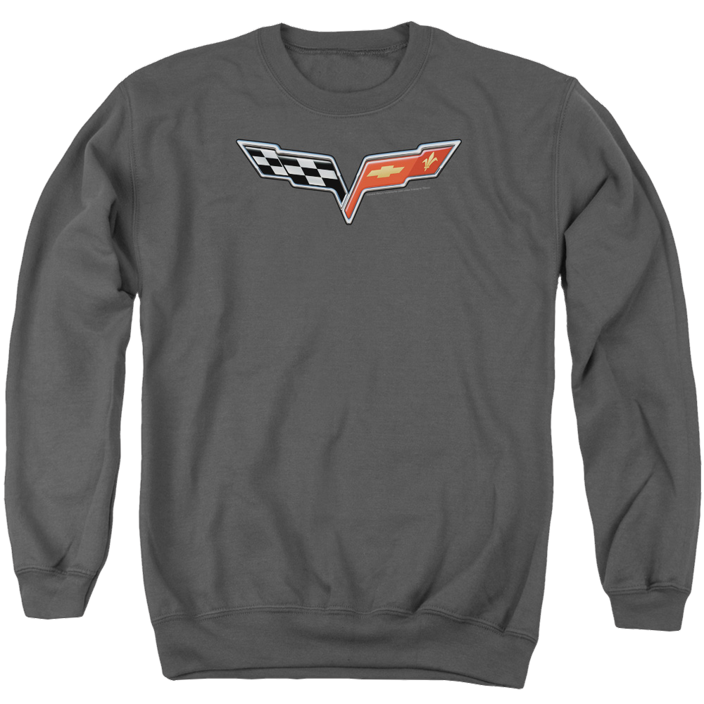 Chevrolet The Vette Medallion - Men's Crewneck Sweatshirt Men's Crewneck Sweatshirt Chevrolet