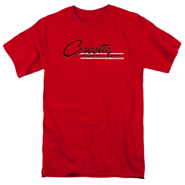 Red men's regular fit t-shirt with Chevrolet Retro Stingray graphic