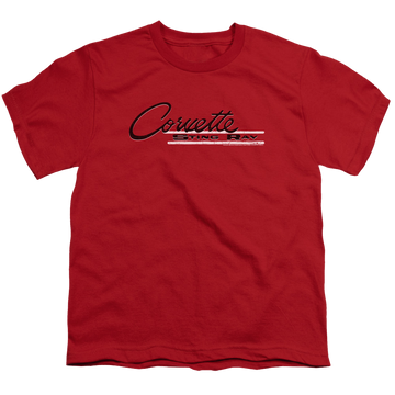 Red youth t-shirt for ages 8 to 12 with Chevrolet Retro Stingray graphic