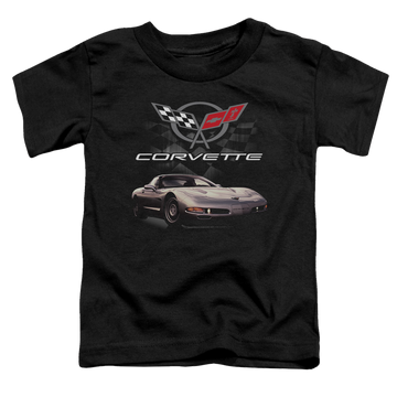 Black toddler t-shirt with Chevrolet Checkered Past graphic