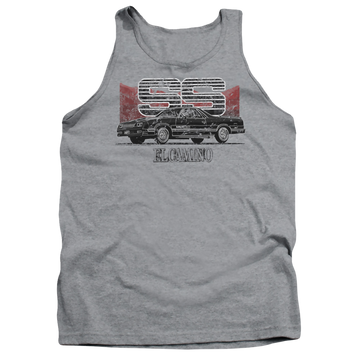 Athletic heather men's tank with Chevrolet El Camino Ss Mountains graphic