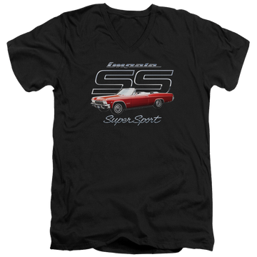Black men's v-neck t-shirt with Chevrolet Impala Ss graphic