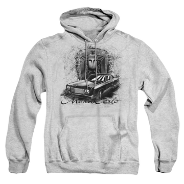 Athletic heather pullover hoodie with Chevrolet Monte Carlo Drawing graphic