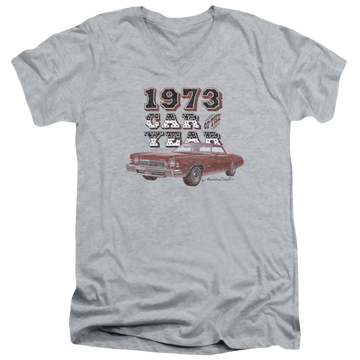 Athletic heather men's v-neck t-shirt with Chevrolet Car Of The Year graphic