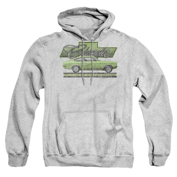 Athletic heather pullover hoodie with Chevrolet Vega Car Of The Year 71 graphic