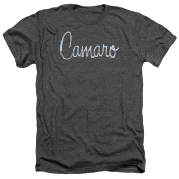 Charcoal men's heather t-shirt with Chevrolet Classic Camaro Metal graphic