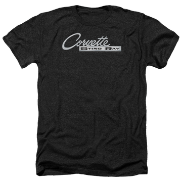 Charcoal men's heather t-shirt with Chevrolet Chrome Stingray Logo graphic