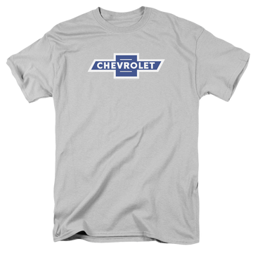 Silver men's regular fit t-shirt with Chevrolet Vintage White Border Bowtie graphic