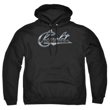Black pullover hoodie with Chevrolet Chrome Vintage Chevy Bowtie graphic