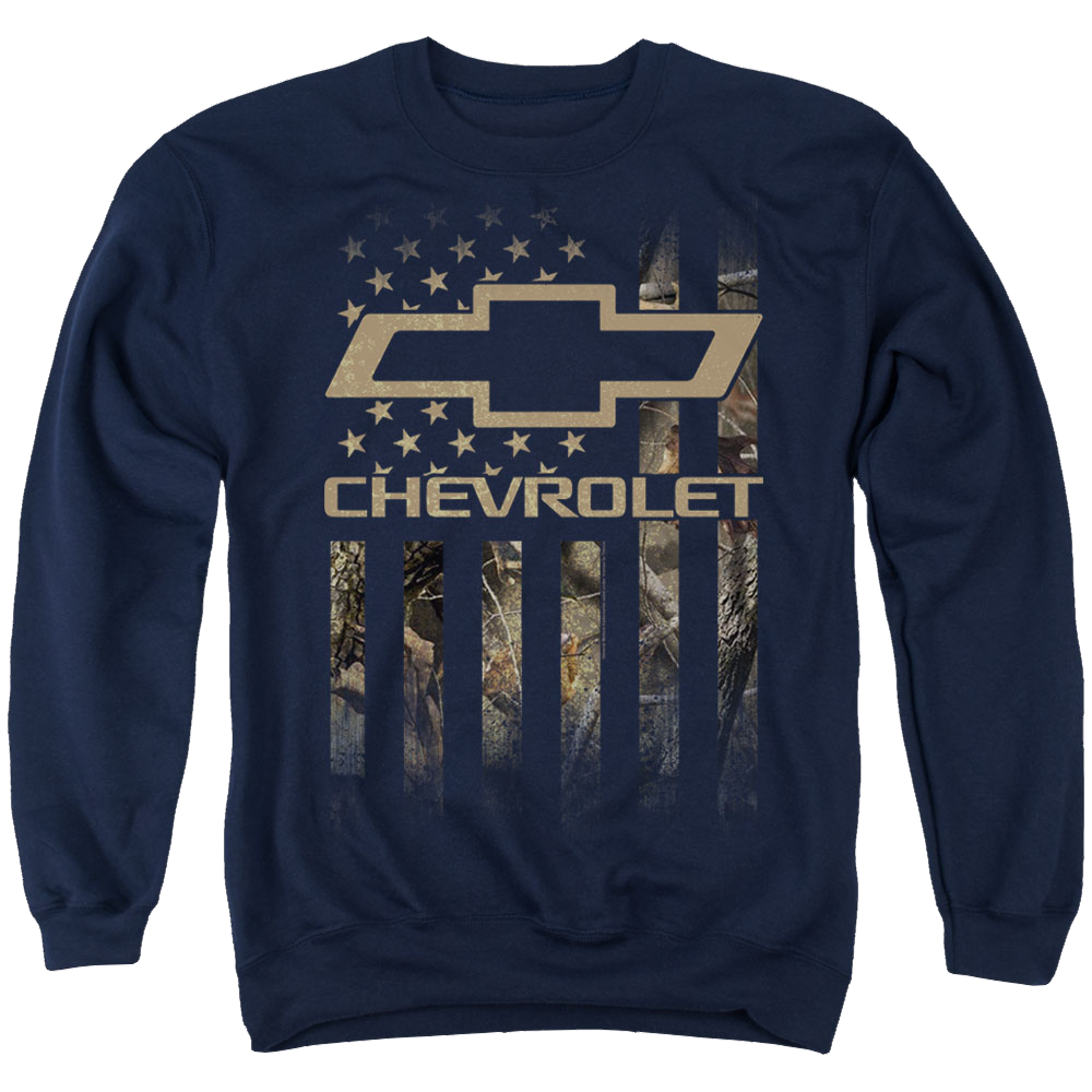 Chevrolet Camo Flag - Men's Crewneck Sweatshirt Men's Crewneck Sweatshirt Chevrolet