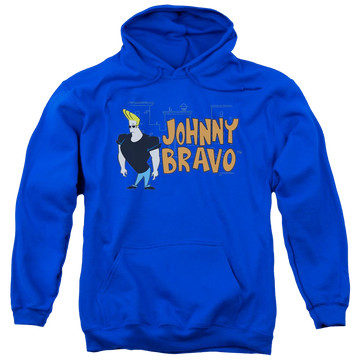 Royal pullover hoodie with Johnny Bravo Johnny Logo graphic