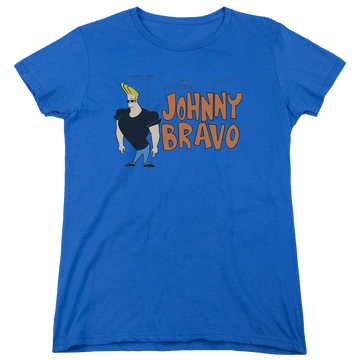 Royal women's t-shirt with Johnny Bravo Johnny Logo graphic