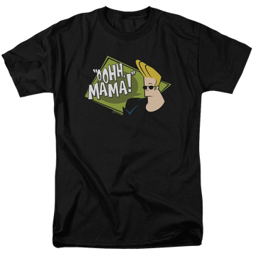 Black men's regular fit t-shirt with Johnny Bravo Oohh Mama graphic