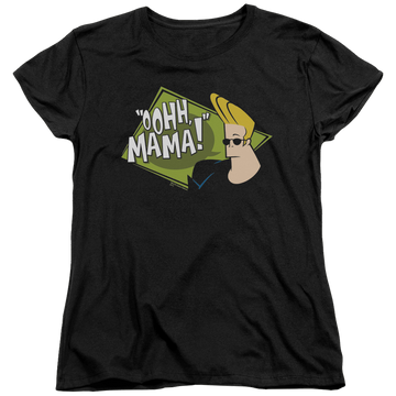 Black women's t-shirt with Johnny Bravo Oohh Mama graphic
