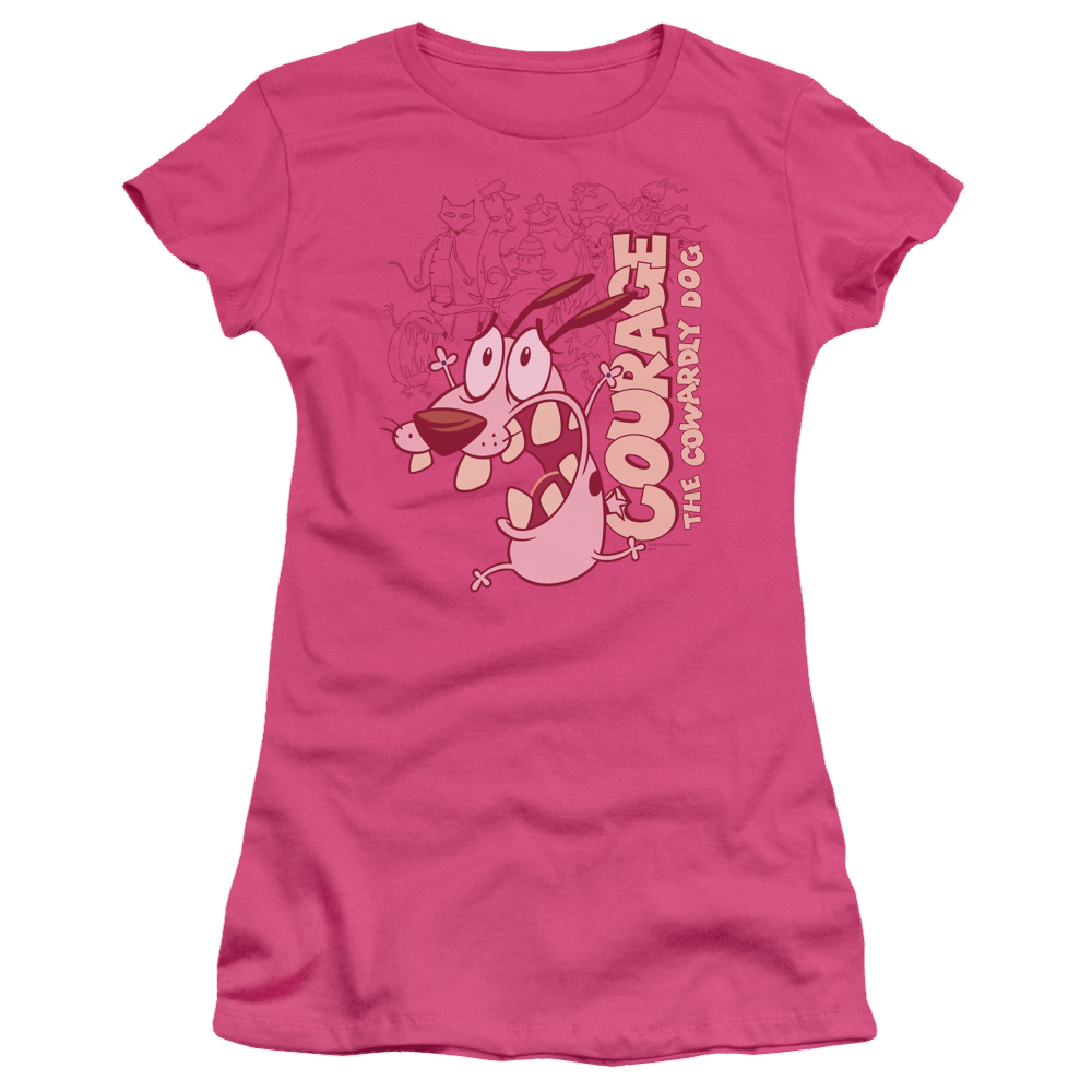 Courage The Cowardly Dog Running Scared - Juniors T-Shirt Juniors T-Shirt Courage the Cowardly Dog