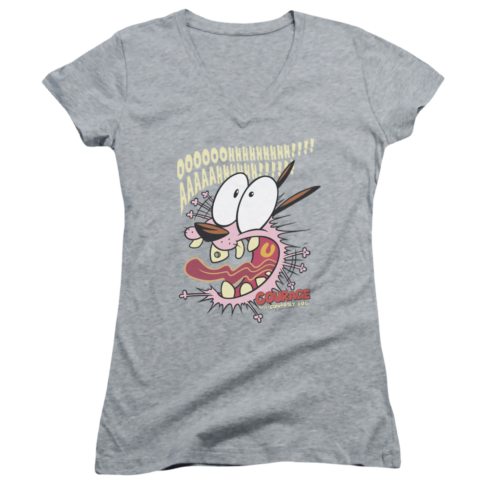 Courage The Cowardly Dog Scaredy Dog - Juniors V-Neck T-Shirt Juniors V-Neck T-Shirt Courage the Cowardly Dog