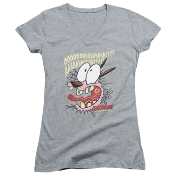 Courage The Cowardly Dog Scaredy Dog - Juniors V-Neck T-Shirt Juniors V-Neck T-Shirt Courage the Cowardly Dog