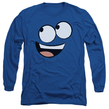 Royal men's long sleeve t-shirt with Foster's Home for Imaginary Friends Blue Face graphic