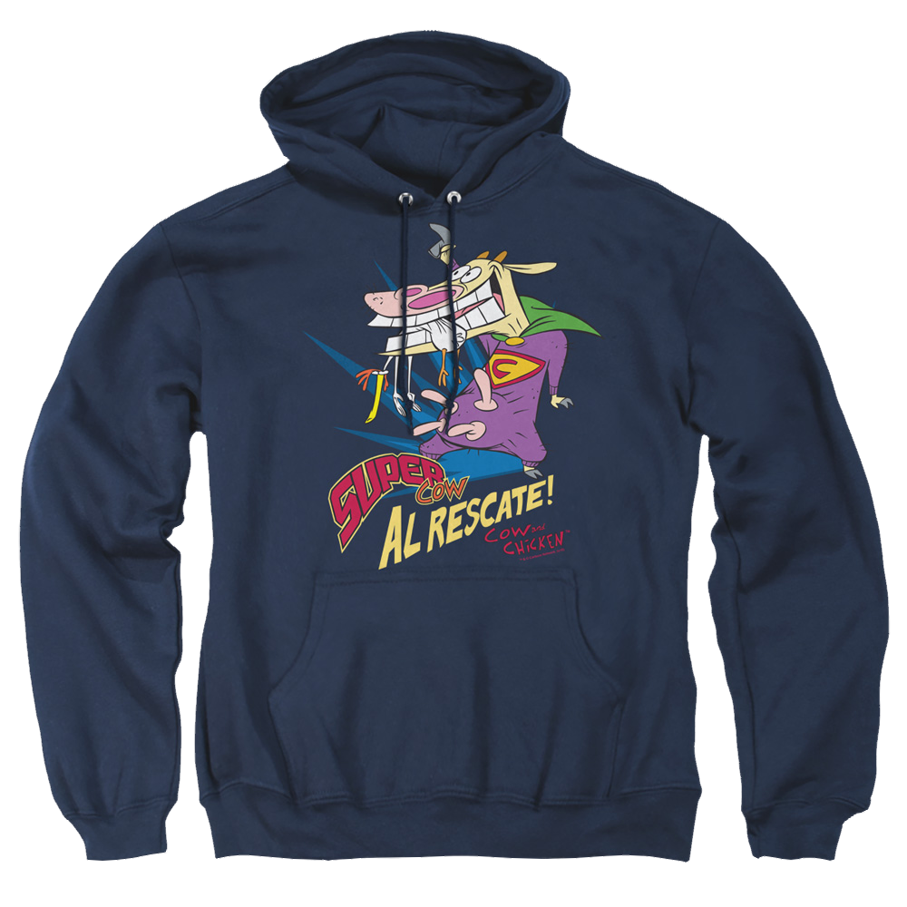 Cow and Chicken Super Cow - Pullover Hoodie Pullover Hoodie Cow and Chicken