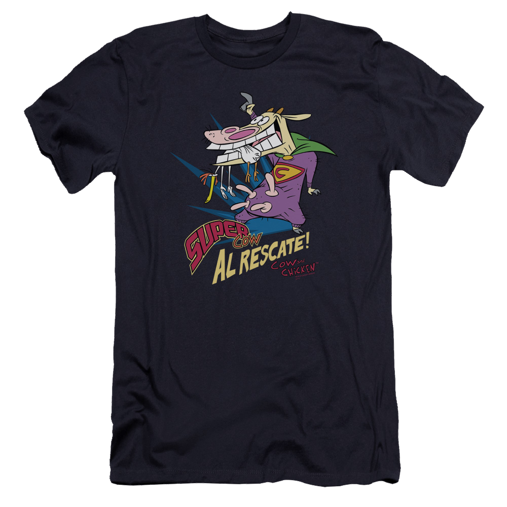 Cow and Chicken Super Cow - Men's Premium Slim Fit T-Shirt Men's Premium Slim Fit T-Shirt Cow and Chicken