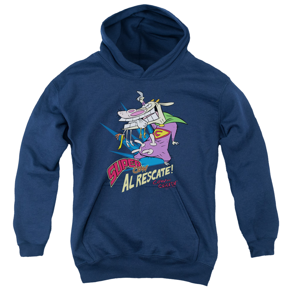 Cow & Chicken Super Cow - Youth Hoodie Youth Hoodie (Ages 8-12) Cow and Chicken