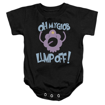 Black baby bodysuit with Adventure Time Lump Off graphic