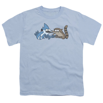 Light blue youth t-shirt for ages 8 to 12 with The Regular Show Tattoo Art graphic